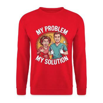 Orthodontic Hygienist My Problem My Pictogram Dad - Unisex Pullover - Rot - Vorne - Alina (178cm) & Michal (187cm)