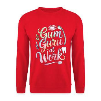 Parodontiste Guru des Gencives au travail dans les soins dentaires - Sweat-shirt Unisexe - rouge - Devant - Alina (178cm) & Michal (187cm)