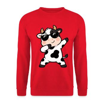 Cow, Dabbing, Calf, Farm Animal, Cute Cow - Unisex Sweatshirt - red - Front - Alina (178cm) & Michal (187cm)