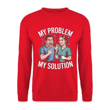 Parodontiste Hygiéniste Mon problème Ma maman Pictogramme - Sweat-shirt Unisexe - rouge - Devant - Alina (178cm) & Michal (187cm)
