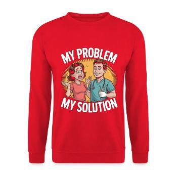Periodontist Hygienist My Problem My Pictogram Dad - Unisex Sweatshirt - red - Front - Alina (178cm) & Michal (187cm)