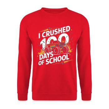 Monster Truck 100 Days of School - Unisex Sweatshirt - red - Front - Alina (178cm) & Michal (187cm)