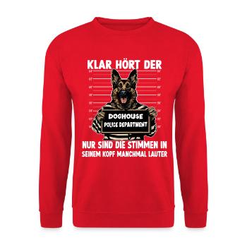Hundehalter Geschenk Deutscher Schäferhund Gassi T - Unisex Pullover - Rot - Vorne - Alina (178cm) & Michal (187cm)
