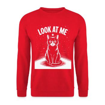 Look At Me - Cat Starry Sky - Unisex Sweatshirt - red - Front - Alina (178cm) & Michal (187cm)