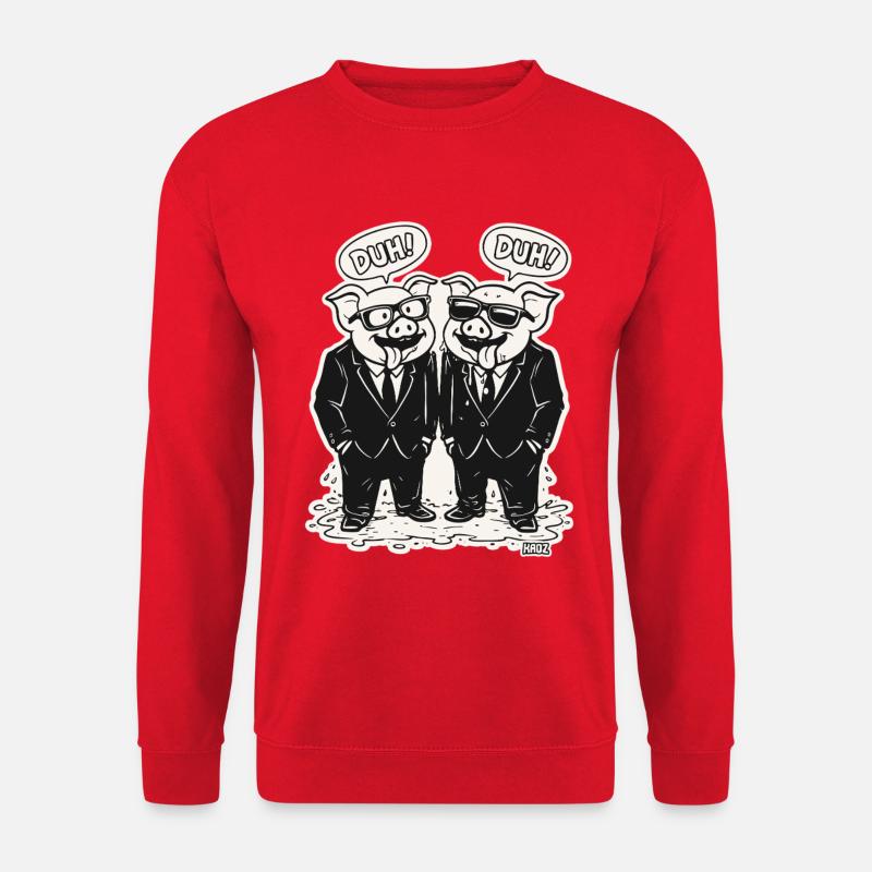 Schwein Duo im Anzug mit DUH - Unisex Pullover - Rot
