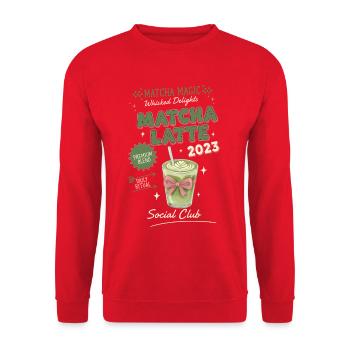 Matcha Magic Matcha Latte 2023 Social Club Green - Unisex Sweatshirt - red - Front - Alina (178cm) & Michal (187cm)
