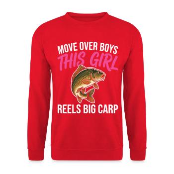 Cette fille déroule Big Carp Design - Sweat-shirt Unisexe - rouge - Devant - Alina (178cm) & Michal (187cm)