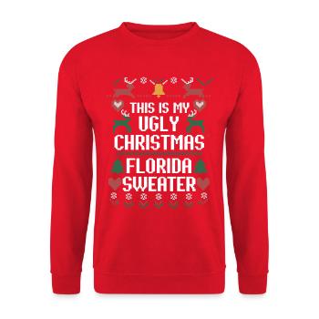 Florida Ugly Christmas Sweater - Unisex Sweatshirt - red - Front - Alina (178cm) & Michal (187cm)