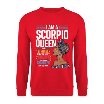 Je suis la Reine du Scorpion – Forte et Courageuse - Sweat-shirt Unisexe - rouge - Devant - Alina (178cm) & Michal (187cm)