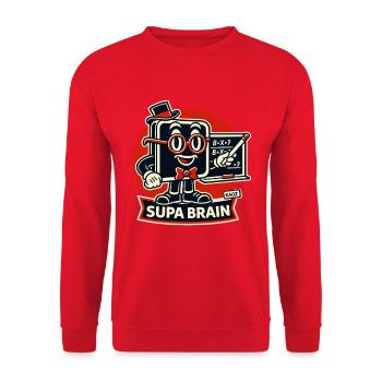Supa Brain Gehirn Mathe Held - Unisex Pullover - Rot - Vorne - Alina (178cm) & Michal (187cm)
