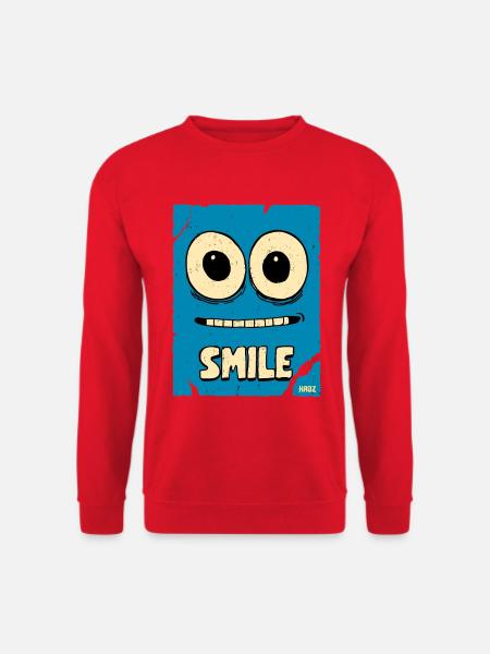 Laughing Blue Cartoon Face - Unisex Sweatshirt - red