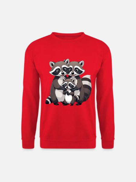 Raccoon Family Cuddle - Unisex Sweatshirt - red