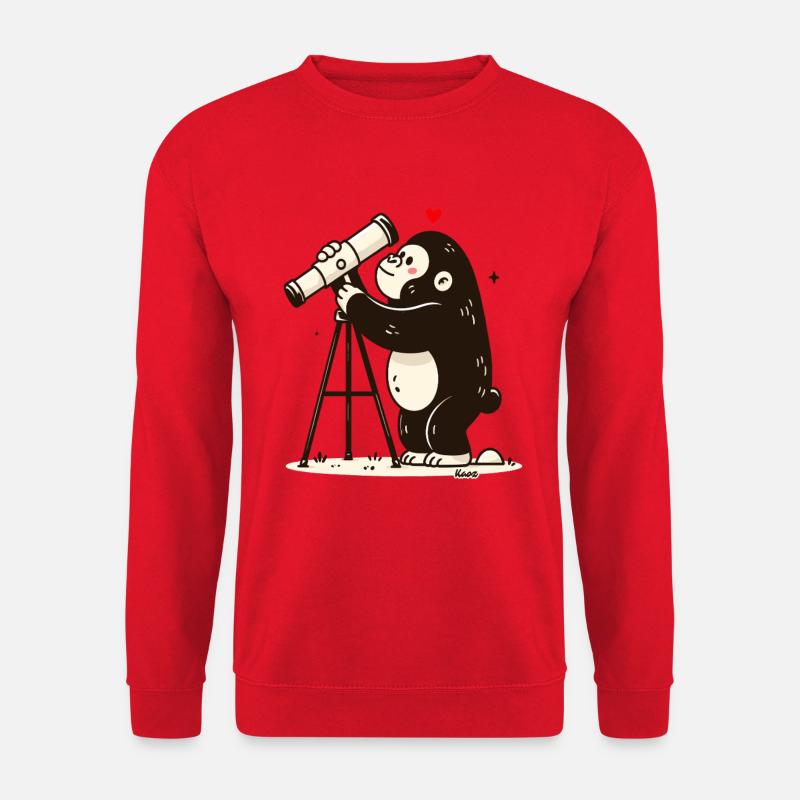Kleiner Affe mit Teleskop - Unisex Pullover - Rot