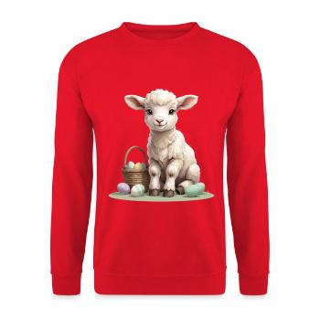 Pastel lamb with Easter eggs - Unisex Sweatshirt - red - Front - Alina (178cm) & Michal (187cm)