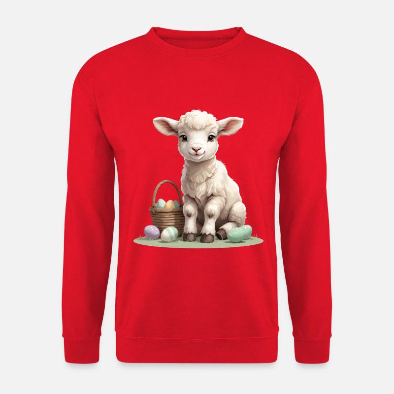 Pastel lamb with Easter eggs - Unisex Sweatshirt - red