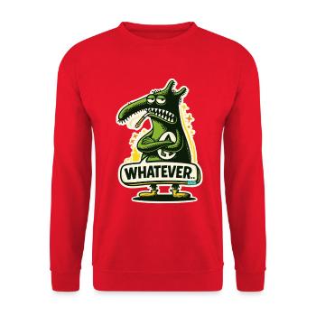 Green Monster Dino with Whatever Attitude - Unisex Sweatshirt - red - Front - Alina (178cm) & Michal (187cm)