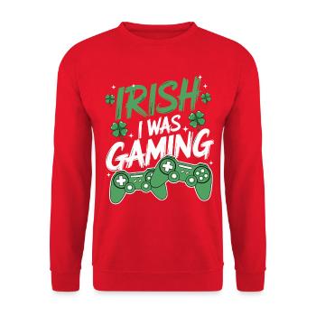 Irischer Gaming-Style - Unisex Pullover - Rot - Vorne - Alina (178cm) & Michal (187cm)