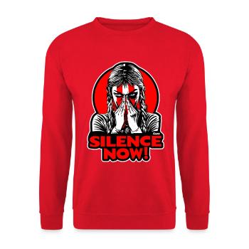 Silence. Maintenant, repose-toi et pars, je veux ma paix. - Sweat-shirt Unisexe - rouge - Devant - Alina (178cm) & Michal (187cm)