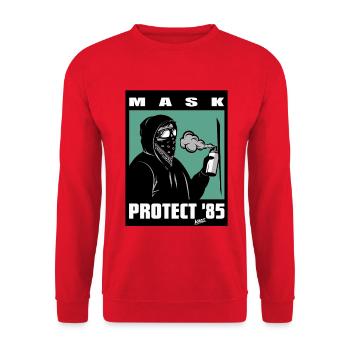 Maskierter Rebellen Sprayer 85 - Unisex Pullover - Rot - Vorne - Alina (178cm) & Michal (187cm)