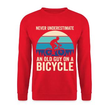 Never Underestimate Old Guy Bicycle - Unisex Sweatshirt - red - Front - Alina (178cm) & Michal (187cm)