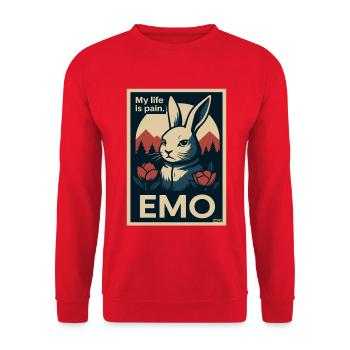 Emo bunny with My Life is Pain lettering - Unisex Sweatshirt - red - Front - Alina (178cm) & Michal (187cm)