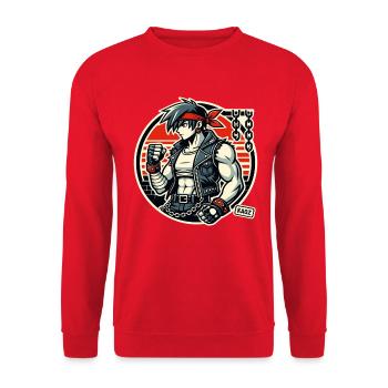 Combattant musclé avec bandeau rouge - Sweat-shirt Unisexe - rouge - Devant - Alina (178cm) & Michal (187cm)