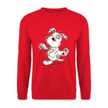 Drolliger tanzender Hund Hundefreund Hundeliebe  - Unisex Pullover - Rot - Vorne - Alina (178cm) & Michal (187cm)