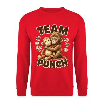 Süßer Baby-Affe namens Punch Plush Umarmung - Unisex Pullover - Rot - Vorne - Alina (178cm) & Michal (187cm)