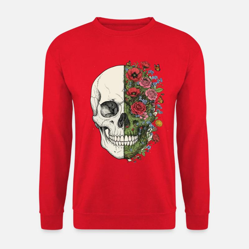 Totenkopf Blumen Schmetterling - Unisex Pullover - Rot