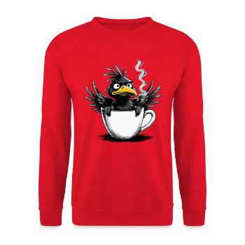Morning grouch coffee no desire raven bad mood - Unisex Sweatshirt - red - Front - Alina (178cm) & Michal (187cm)