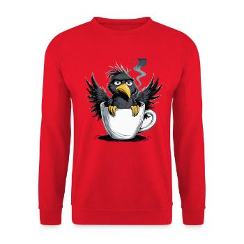 Morning grouch coffee no desire raven bad mood - Unisex Sweatshirt - red - Front - Alina (178cm) & Michal (187cm)