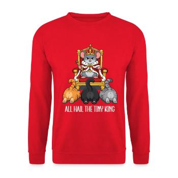Tiny Mouse King Cats Cartoon - Unisex Sweatshirt - red - Front - Alina (178cm) & Michal (187cm)