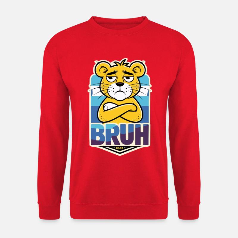 Grim lion with lettering Bruh - Unisex Sweatshirt - red