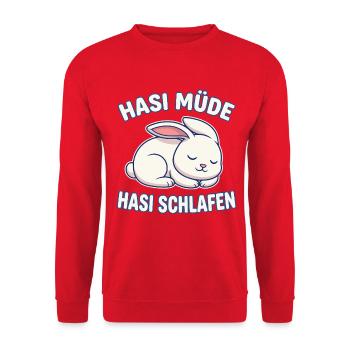 Bunny Tired Bunny Sleeping Bunny - Unisex Sweatshirt - red - Front - Alina (178cm) & Michal (187cm)