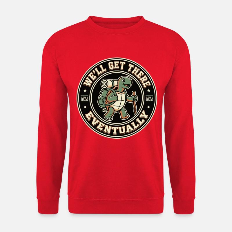 Turtle Hiking Saying Eventually - Unisex Sweatshirt - red
