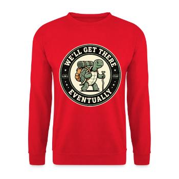 We ll Get There Eventually Wander Schildkröte - Unisex Pullover - Rot - Vorne - Alina (178cm) & Michal (187cm)