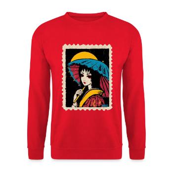 Geisha Neon Umbrella - Unisex Sweatshirt - red - Front - Alina (178cm) & Michal (187cm)
