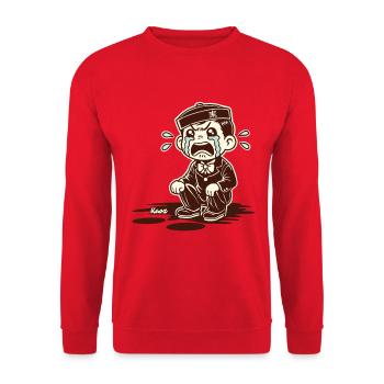 Der tränenreiche Uniform-Junge-Cartoon - Unisex Pullover - Rot - Vorne - Alina (178cm) & Michal (187cm)