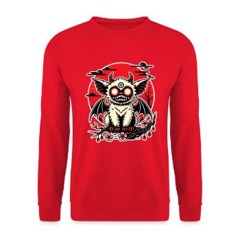 Crimson Moon Bat of Sakura - Unisex Sweatshirt - red - Front - Alina (178cm) & Michal (187cm)