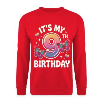 Ninth Birthday Color Wheel 9 - Unisex Sweatshirt - red - Front - Alina (178cm) & Michal (187cm)