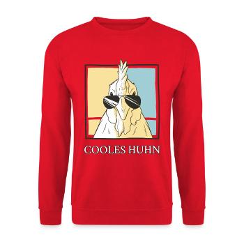 Cooles Huhn – Für echte Hühnerliebhaber - Unisex Pullover - Rot - Vorne - Alina (178cm) & Michal (187cm)