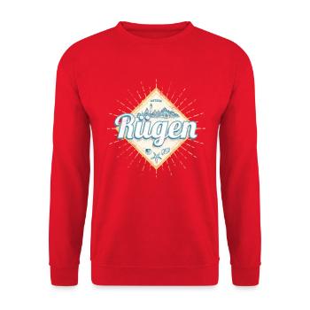 Rügen Vintage Souvenir mit Seestern Insel Design - Unisex Pullover - Rot - Vorne - Alina (178cm) & Michal (187cm)