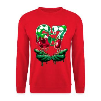 67 Soccer Meme 67 T Shirt, Soccer 67 Football - Unisex Sweatshirt - red - Front - Alina (178cm) & Michal (187cm)