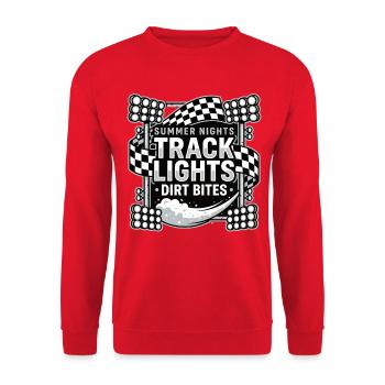 Summer Nights Track Lights Dirt Bites - Unisex Sweatshirt - red - Front - Alina (178cm) & Michal (187cm)