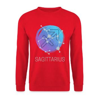 Schütze Sagittarius Sternzeichen Astrologie Design - Unisex Pullover - Rot - Vorne - Alina (178cm) & Michal (187cm)