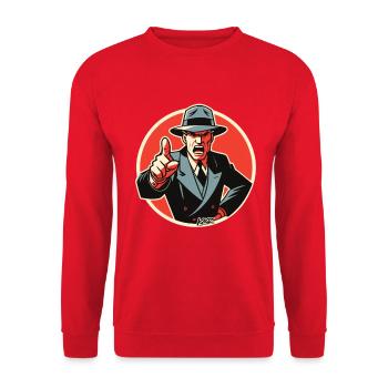 Retro Noir Mobster dapper dude Pointing - Unisex Sweatshirt - red - Front - Alina (178cm) & Michal (187cm)