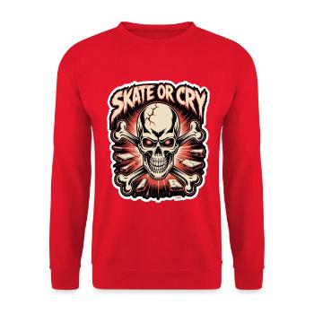 Skate- oder Cry-Skull-Tee-Design - Unisex Pullover - Rot - Vorne - Alina (178cm) & Michal (187cm)