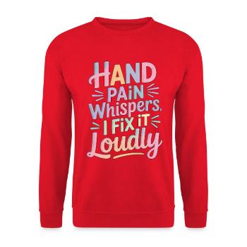 Hand Therapist Hand Pain Whispers Physiotherapist - Unisex Pullover - Rot - Vorne - Alina (178cm) & Michal (187cm)