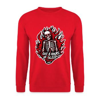 Fire skeleton with 8 hours of sleep - Unisex Sweatshirt - red - Front - Alina (178cm) & Michal (187cm)