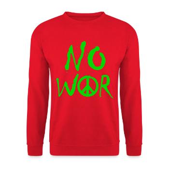 NO WAR – Statement für den Frieden gegen den Krieg - Unisex Pullover - Rot - Vorne - Alina (178cm) & Michal (187cm)
